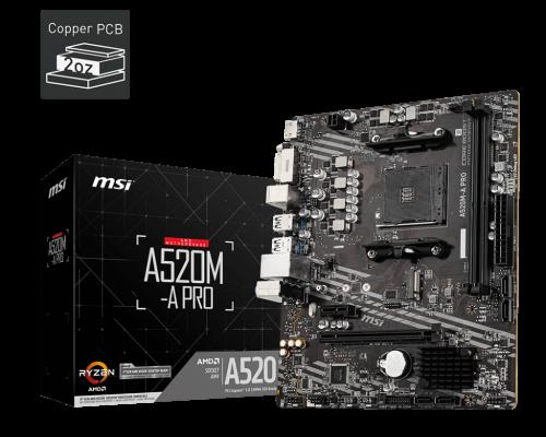 MSI A520M-A PRO DDR4 3200MHZ 1XHDMI 1XDVI 1XM.2 USB 3.2 MATX AM4 (AMD AM4 5000/4000 /3000 SERİSİ İLE UYUMLU)