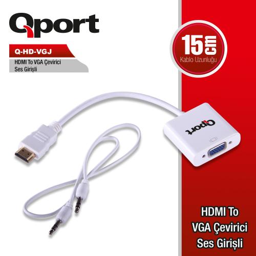 QPORT Q-HD-VGJ HVJ HDMI TO VGA CEVIRICI+ SES JACK