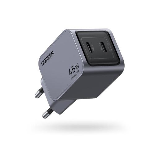 UGREEN NEXODE PRO 45W GAN HIZLI ŞARJ CİHAZI TYPE-C QC PD 2XUSB-C UZAY GRİSİ 35008